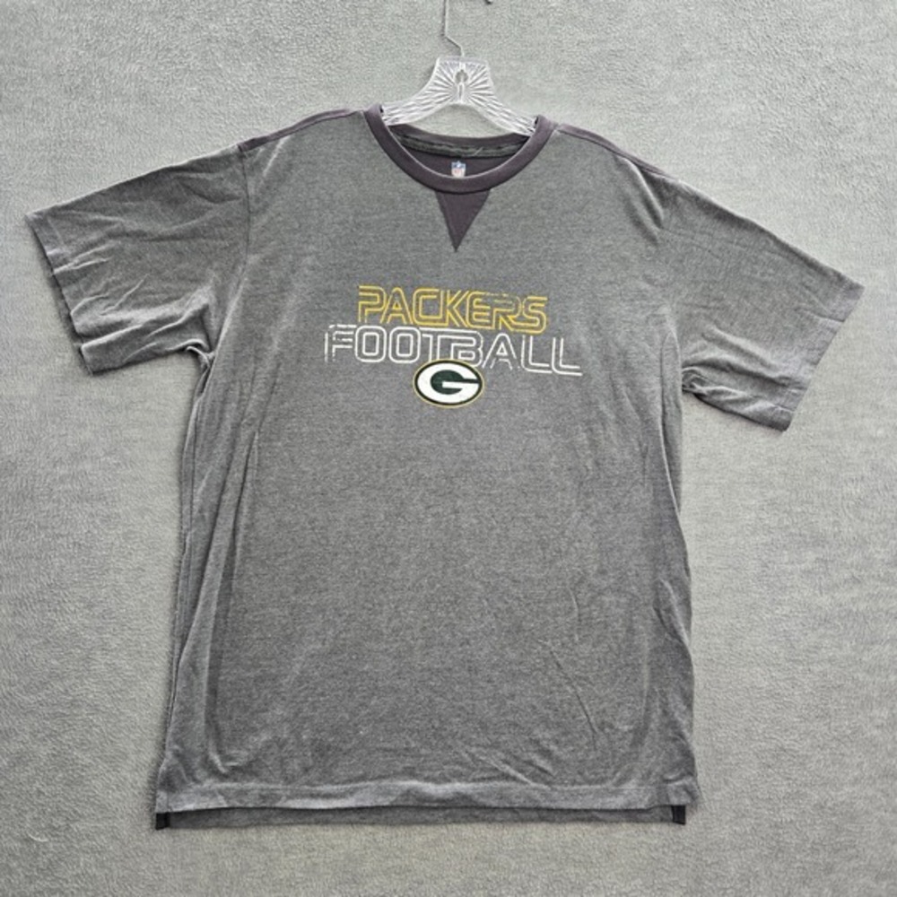 Green Bay Packers Men Shirt XL Gray Logo Graphic Short Sleeve Crew Neck Tee